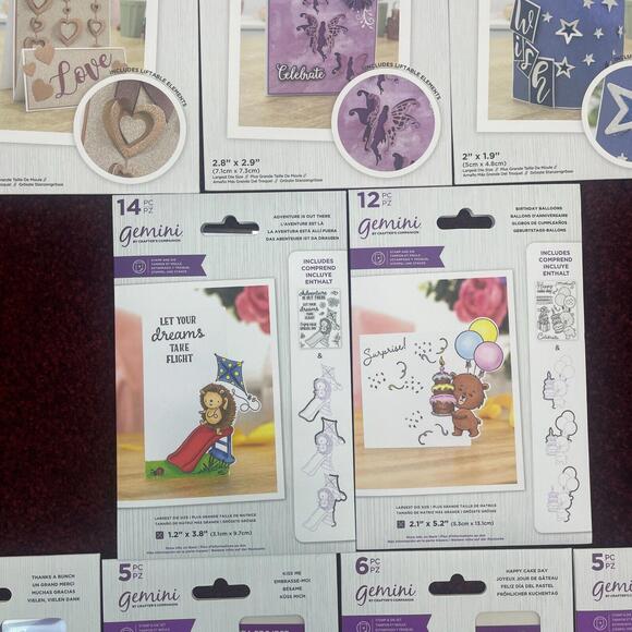 Lot 9 Crafters Companion Gemini Papercraft Dies Stamps Love Birthday Kids Thanks - Picture 3 of 5